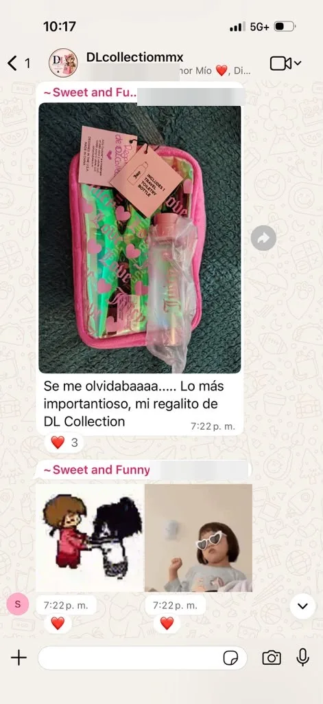 Reseña real de WhatsApp: regalo sorpresa de DL Collection Mx